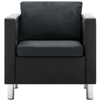 Fotelj umetno usnje črne in temno sive barve