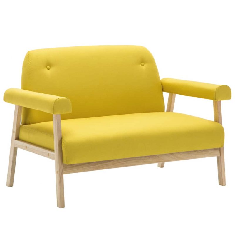 Kavč dvosed iz blaga rumene barve