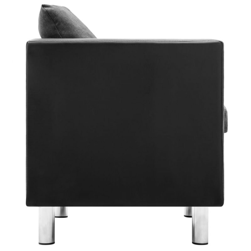 Kavč dvosed umetno usnje črne in svetlo sive barve