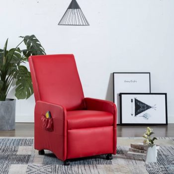 Masažni fotelj rdeče umetno usnje