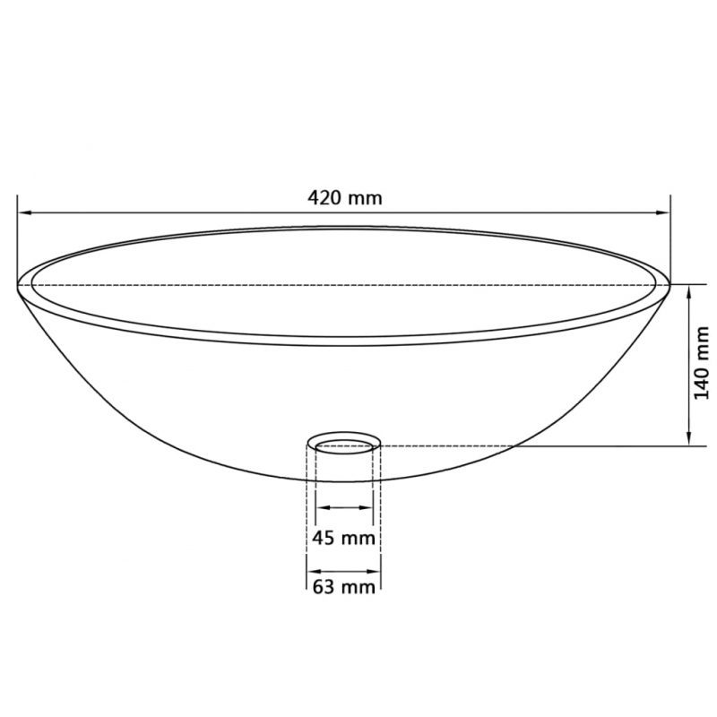 Umivalnik iz Kaljenega Stekla 42 cm Motno Steklo