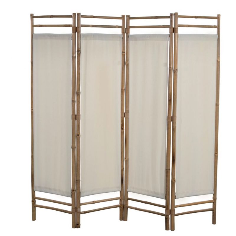 Zložljiv 4-delni panel za razdelitev bambus in platno 160 cm