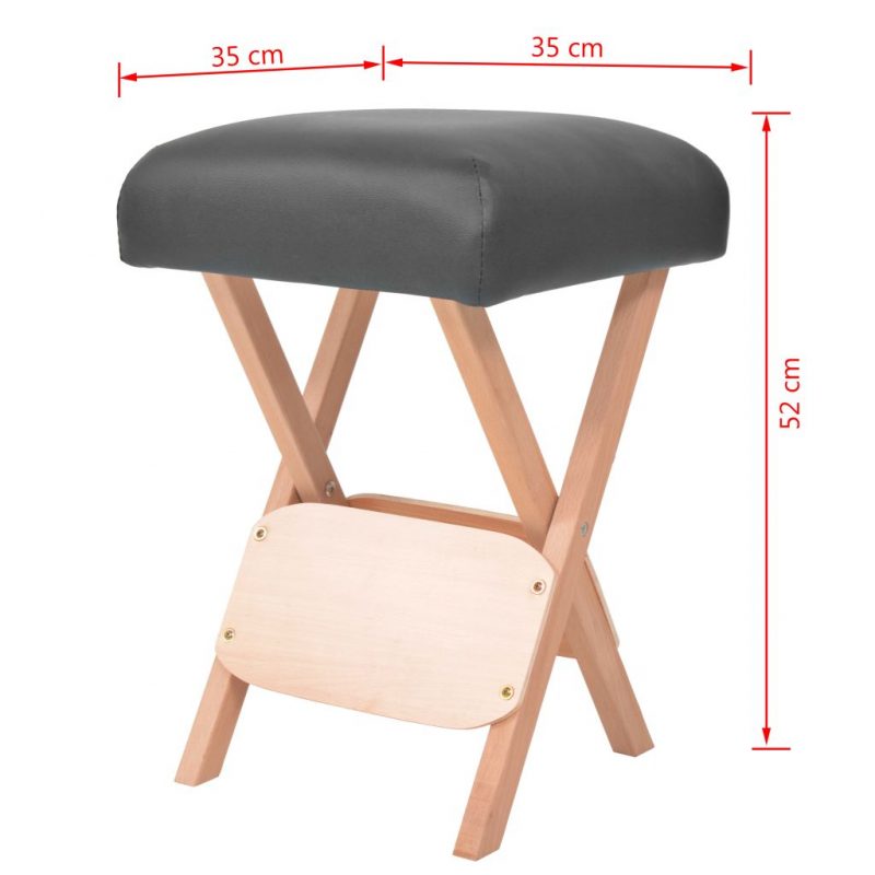 Zložljiv masažni stolček z 12 cm debelim sedežem črn