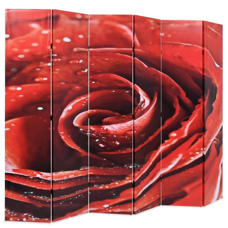 Zložljiv paravan 228x170 cm vrtnica rdeč