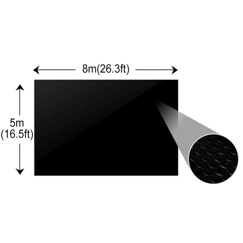 Črna pravokotna PE solarna folija za bazen 8 x 5 m