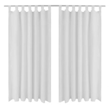 2 kosa belih satenasih zaves z obročki 140 x 225 cm