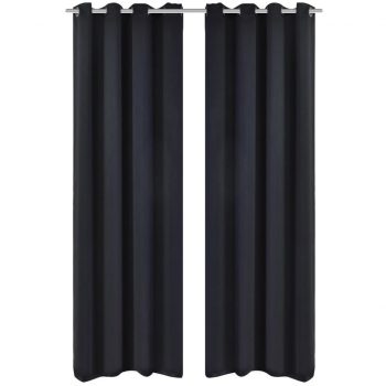 2 kosa črnih zaves z obročki 135 x 245 cm