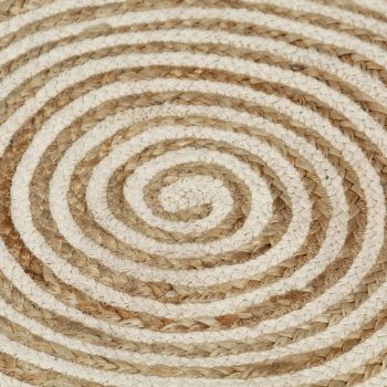 Preproga iz jute bel spiralni potisk ročno izdelana 120 cm