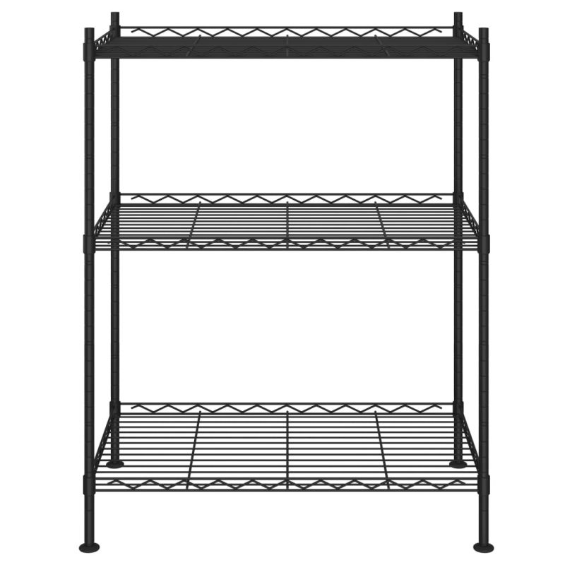 3-nadstropni regal 60x35x76 cm črn 150 kg