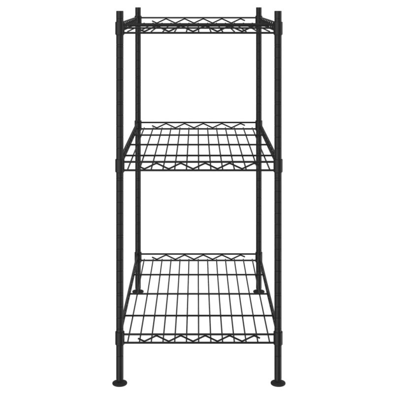 3-nadstropni regal 60x35x76 cm črn 150 kg