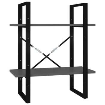 Knjižna omara 5-nadstropna siva 60x30x175 cm iverna plošča