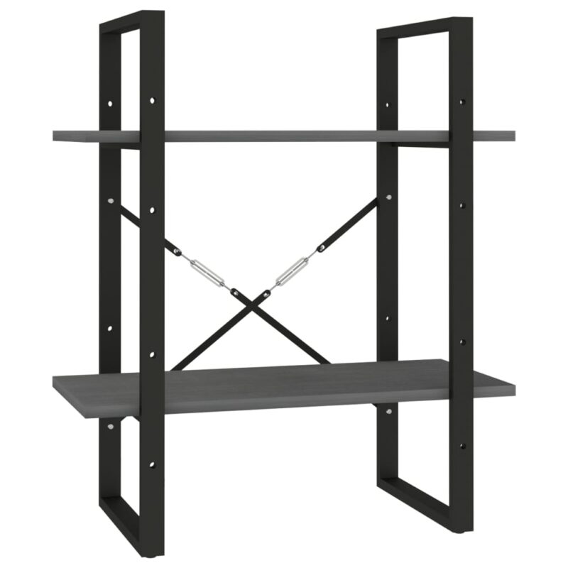 Knjižna omara 2-nadstropna siva 60x30x70 cm trdna borovina