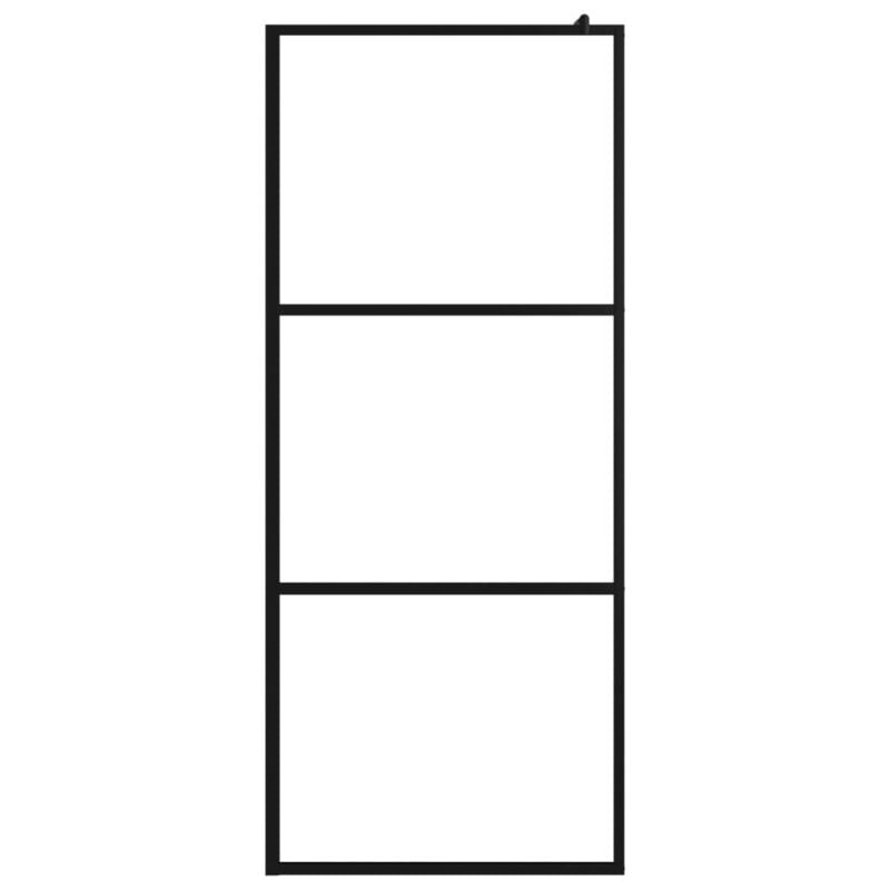 Steklena pregrada za tuš s prozornim ESG steklom črna 115x195cm