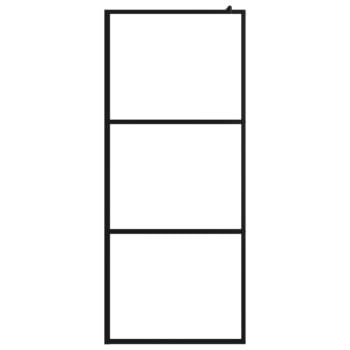 Steklena pregrada za tuš s prozornim ESG steklom črna 90x195 cm