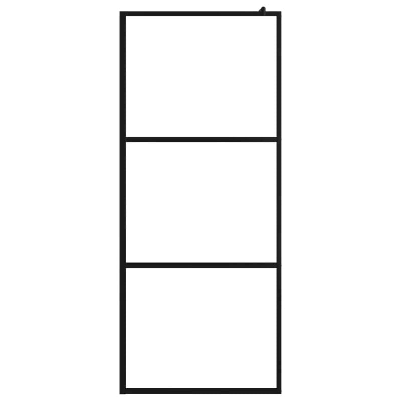 Steklena pregrada za tuš s prozornim ESG steklom črna 90x195 cm