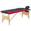 Zložljiva masažna miza 3-conska les črna in rdeča