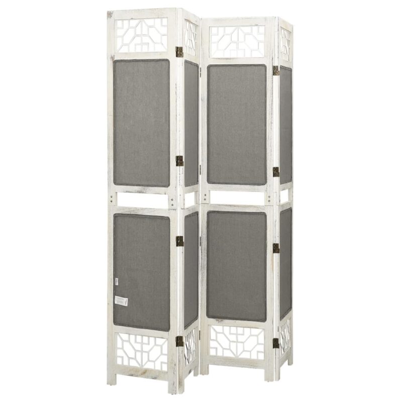 338555 4-Panel Room Divider Grey 140x165 cm Fabric