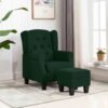 Fotelj s stolčkom za noge temno zeleno blago