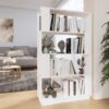 Knjižna omara/pregrada bela 80x25x132 cm trdna borovina