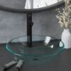 Kopalniški umivalnik s pipo in potisnim odtokom prozorno steklo