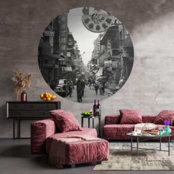 WallArt Okrogla tapeta Hong Kong the Old Days 190 cm