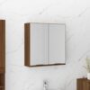 Kopalniška omarica z ogledalom rjavi hrast 64x20x67 cm