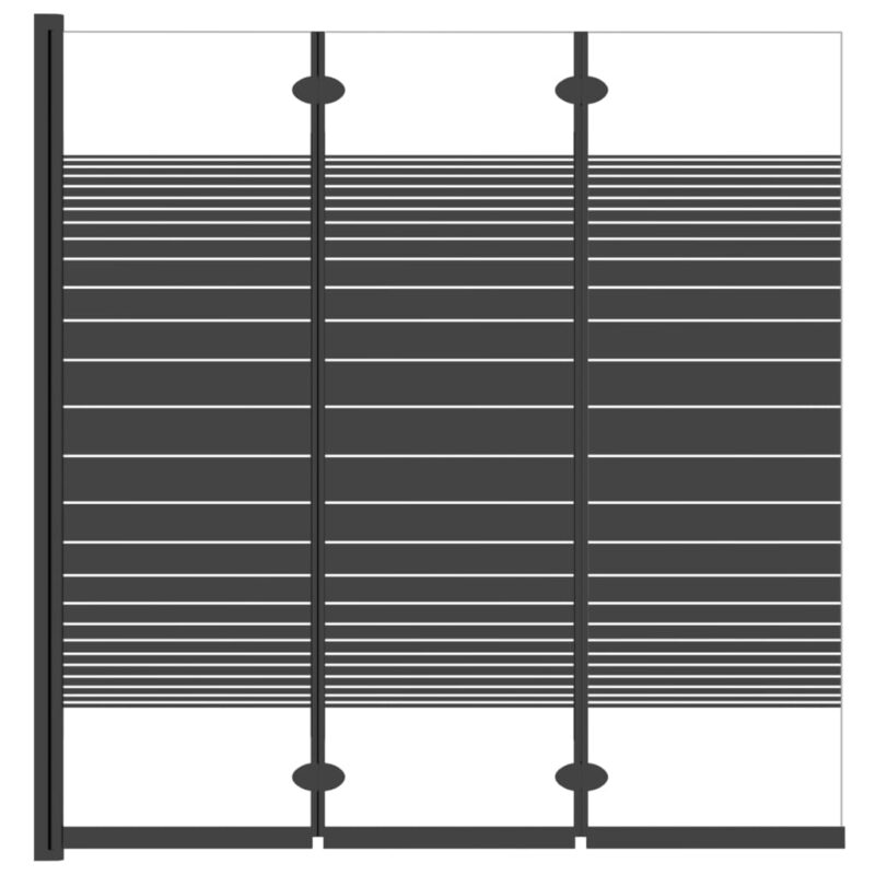 Zložljiva pregrada za tuš s 3 paneli ESG 130x130 cm črna