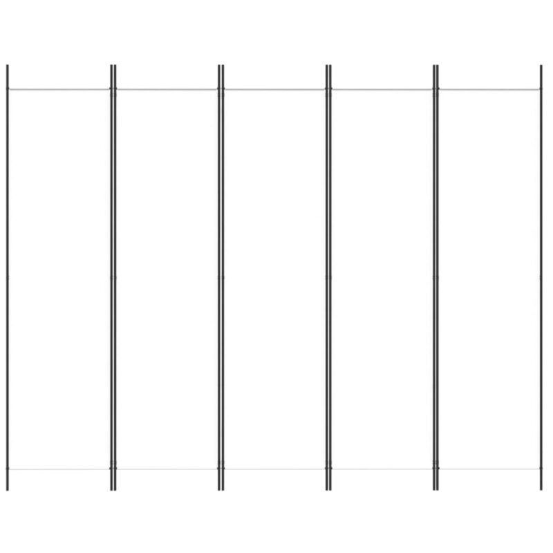 Paravan 5-delni bel 250x200 cm blago