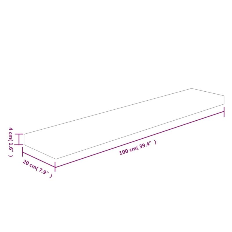 Polica 100x20x4 cm neobdelana trdna hrastovina