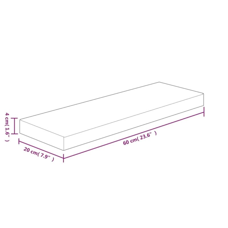 Polica 60x20x4 cm neobdelana trdna hrastovina