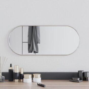 Stensko ogledalo srebrno 60x25 cm ovalno