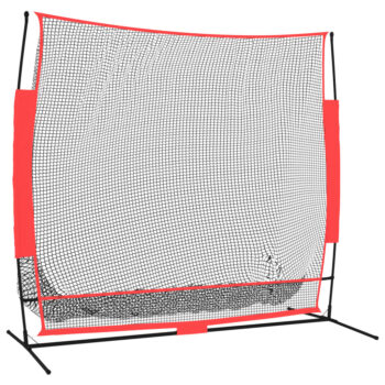 Prenosna baseball mreža črna in rdeča 215x107x216 cm poliester