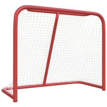 Gol za hokej rdeč in bel 183x71x122 cm poliester