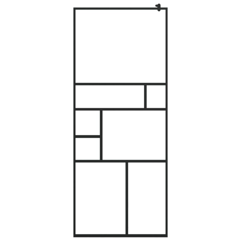 Pregrada za tuš s polico črna 80x195 cm ESG steklo in aluminij