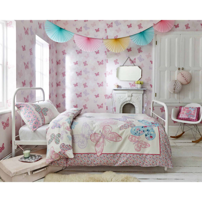 Kids at Home Tapeta Butterfly roza