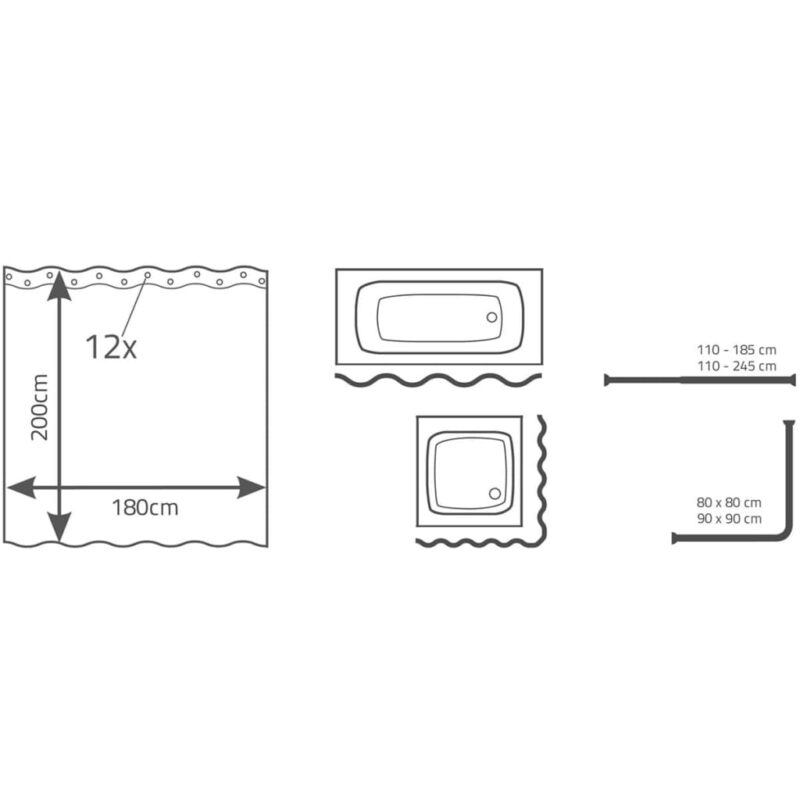 RIDDER Zavesa za tuš Bambus 180x200 cm