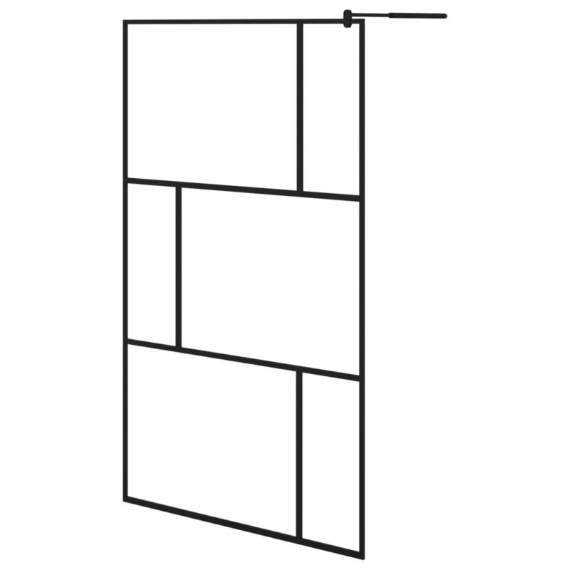 Pregrada za tuš s polico črna 115x195 cm ESG steklo in aluminij