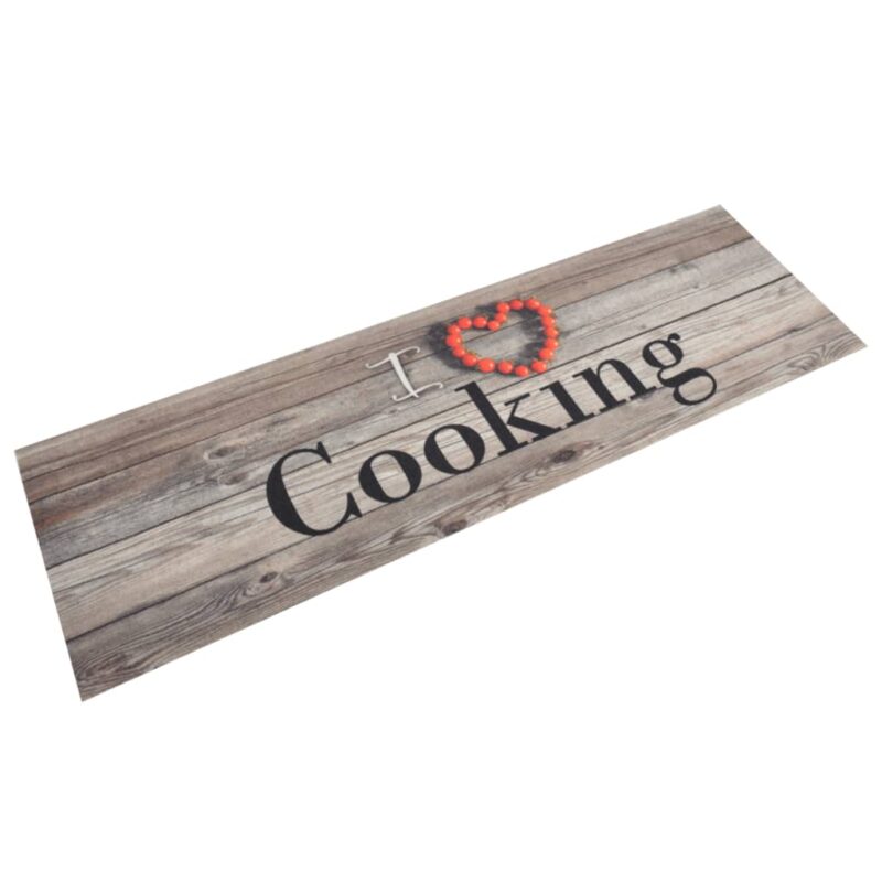 Kuhinjska preproga pralna napis Cooking siva 45x150 cm žamet