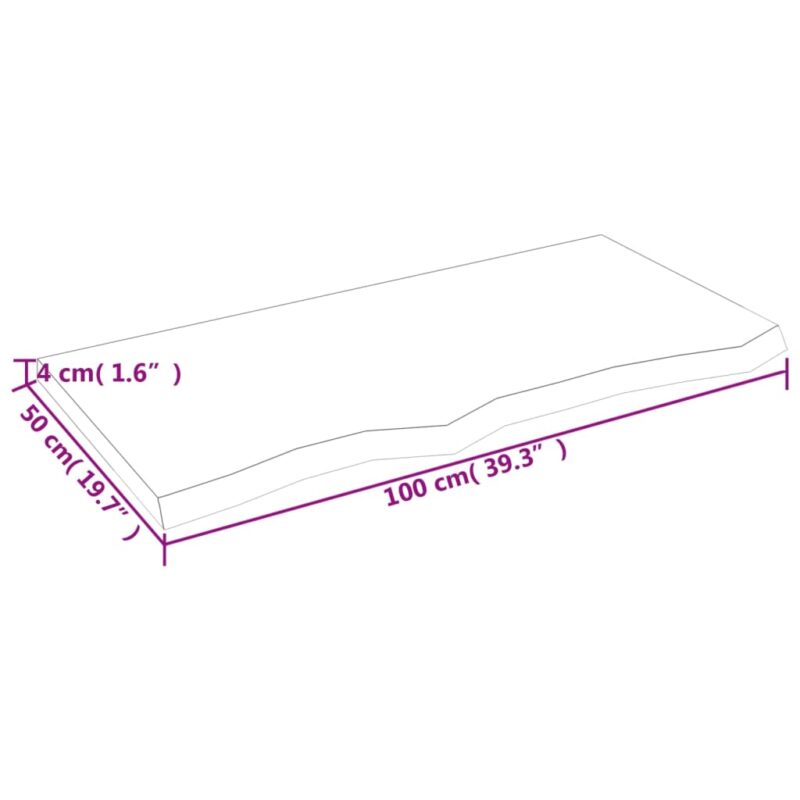 Stenska polica 100x50x4 cm neobdelana trdna hrastovina