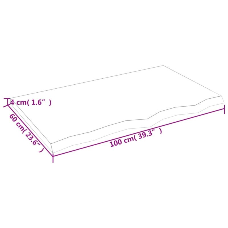 Stenska polica 100x60x4 cm neobdelana trdna hrastovina