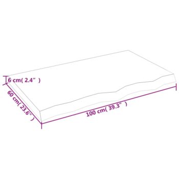 Stenska polica 100x60x6 cm neobdelana trdna hrastovina