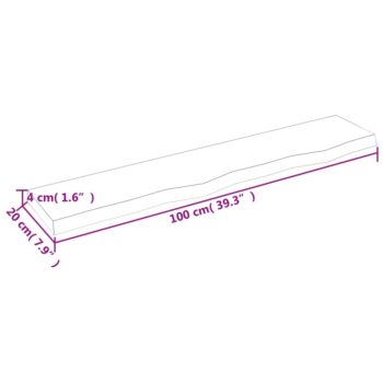 Stenska polica svetlo rjava 100x20x4 cm trdna hrastovina