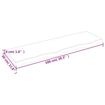 Stenska polica svetlo rjava 100x30x4 cm trdna hrastovina