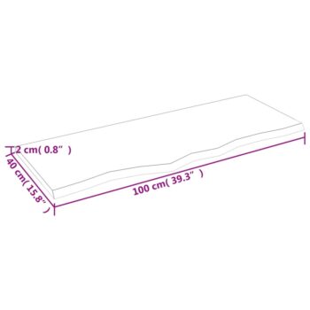 Stenska polica svetlo rjava 100x40x2 cm trdna hrastovina