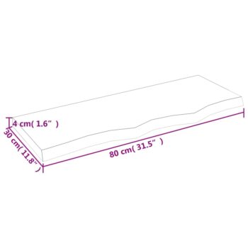 Stenska polica svetlo rjava 80x30x4 cm trdna hrastovina