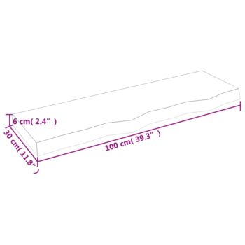 Stenska polica temno siva 100x30x6 cm obdelana trdna hrastovina