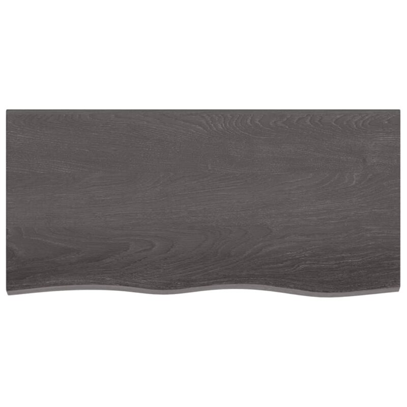 Stenska polica temno siva 100x50x2 cm obdelana trdna hrastovina