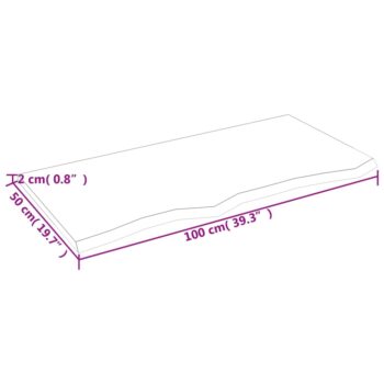 Stenska polica temno siva 100x50x2 cm obdelana trdna hrastovina