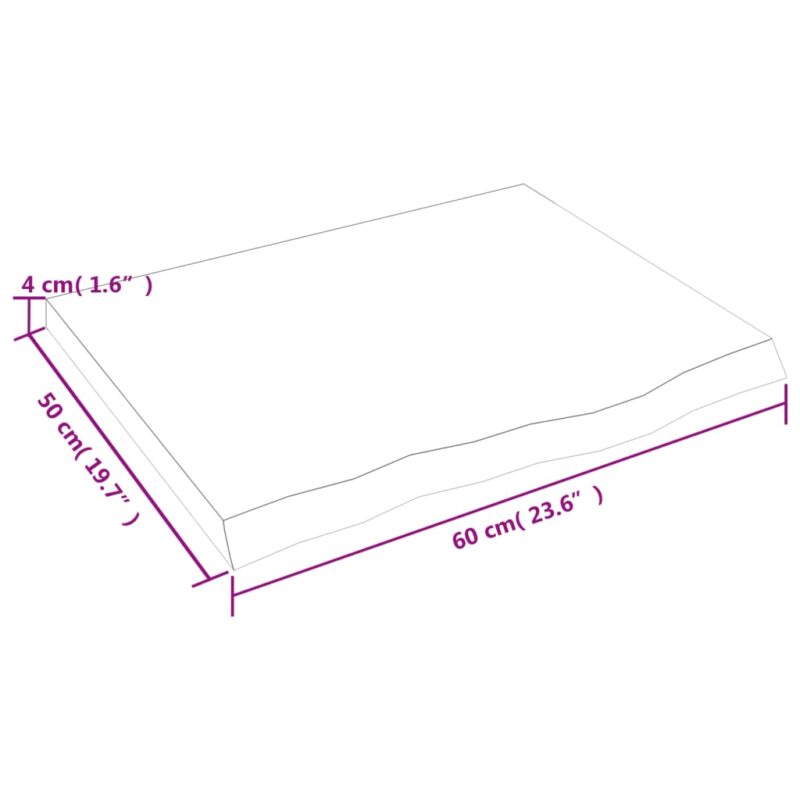 Stenska polica temno siva 60x50x4 cm obdelana trdna hrastovina