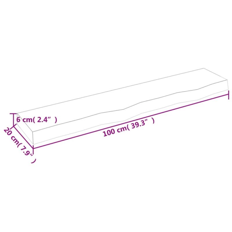 Stenska polica temno siva 100x20x6 cm obdelana trdna hrastovina